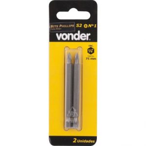 Bits Phillips S2 1/4″ nº 1 75 mm 2 pçs – Vonder